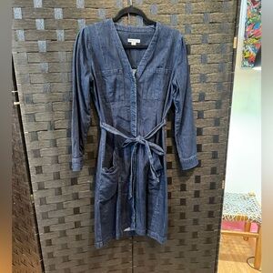 Whistles Dark Blue Denim Dress Button Up With Belt